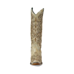 CORRAL WOMEN'S BEIGE DISTRESSED GLITTER INLAY & EMBROIDERY WESTERN BOOTS - A4345 -Select Western Denim Stores 172 7e0962b3 efe3 4978 84ff 336f82762609