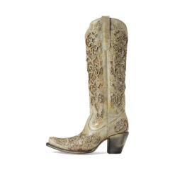 CORRAL WOMEN'S BEIGE DISTRESSED GLITTER INLAY & EMBROIDERY WESTERN BOOTS - A4345 -Select Western Denim Stores 174 6b3a5037 e032 496a abed f1e87d3d062f