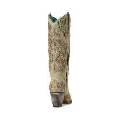 CORRAL WOMEN'S BEIGE DISTRESSED GLITTER INLAY & EMBROIDERY WESTERN BOOTS - A4345 -Select Western Denim Stores 175 d3f83d0b 401f 4404 9d18 f50db91da841