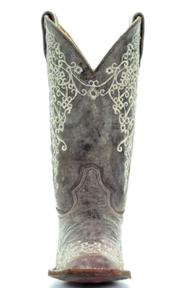 CORRAL WOMEN'S BROWN CRATER BONE EMBROIDERY SQUARE TOE BOOT- A2663 -Select Western Denim Stores ScreenShot2021 06 23at3.42.30PM