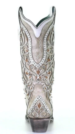 CORRAL WOMEN'S WHITE OVERLAY WITH STUDS & CRYSTALS BOOT - A3837 -Select Western Denim Stores ScreenShot2021 06 24at11.18.05AM