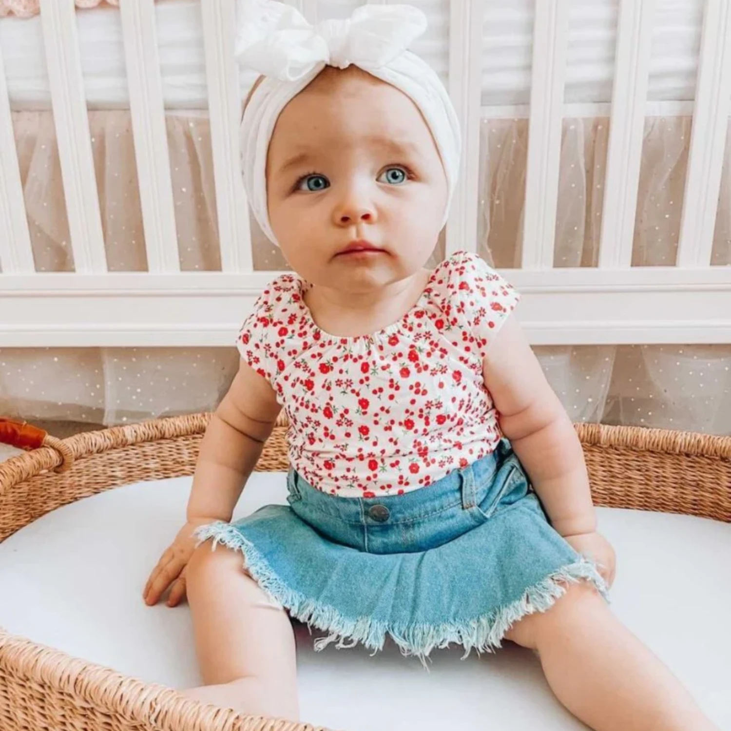 BAILEY'S BLOSSOMS INFANT/TODDLER TANNER DENIM FLARE SKIRT LIGHT WASH 1 BAILEY'S BLOSSOMS INFANT/TODDLER TANNER DENIM FLARE SKIRT LIGHT WASH