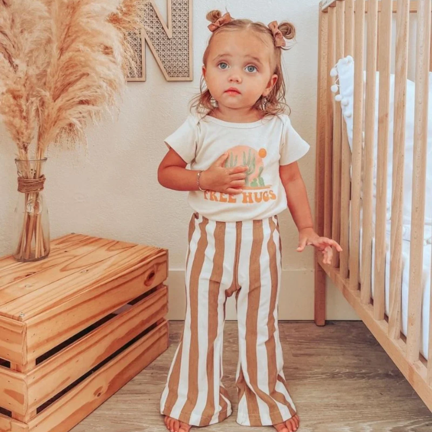 BAILEY'S BLOSSOMS INFANT/TODDLER/KIDS BLAKELY BOHO BELL BOTTOMS TAN STRIPES 1 BAILEY'S BLOSSOMS INFANT/TODDLER/KIDS BLAKELY BOHO BELL BOTTOMS TAN STRIPES