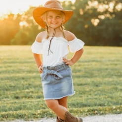 BAILEY'S BLOSSOM INFANT/TODDLER SANDY HIGH WAIST DENIM TIE SKIRT DAR