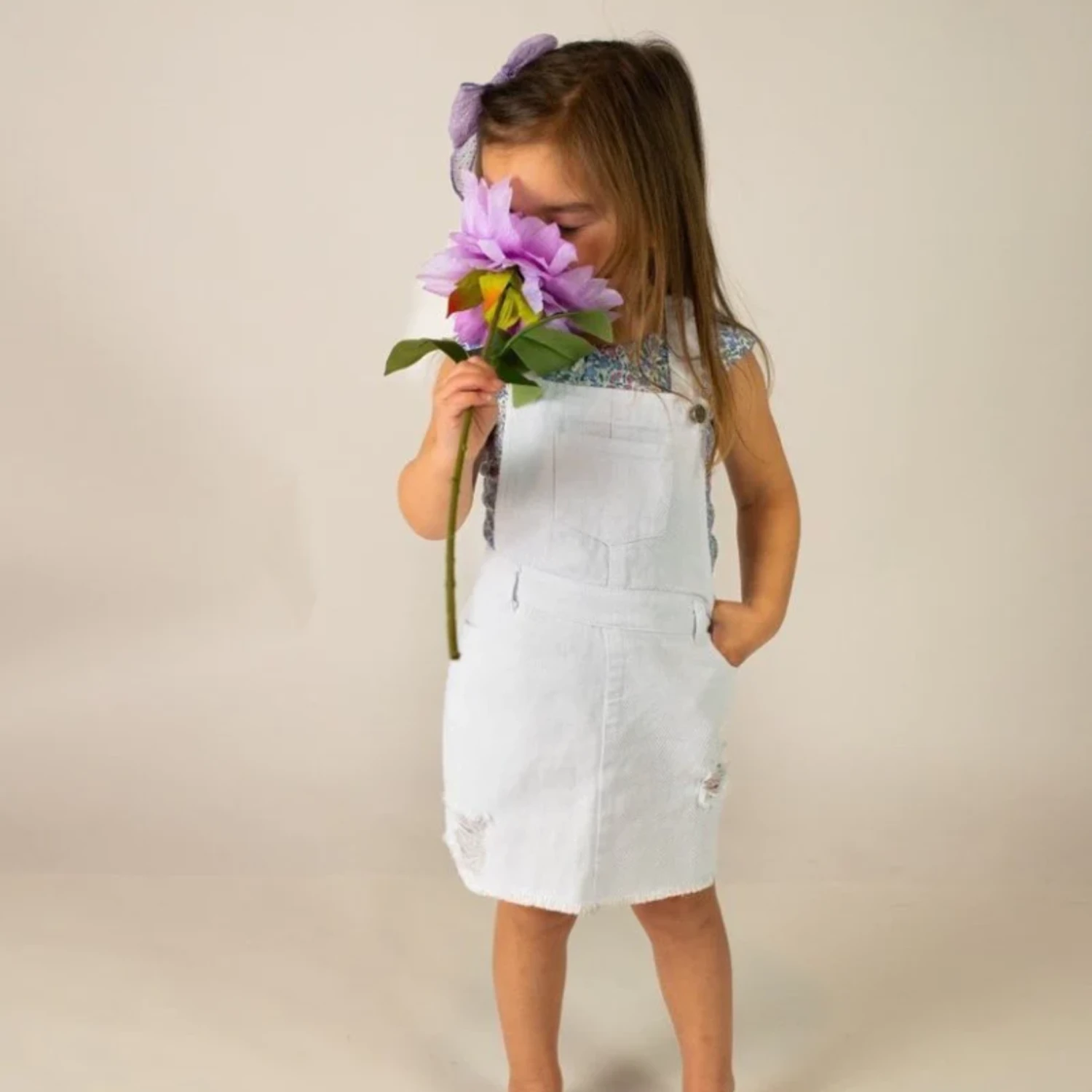 BAILEY'S BLOSSOMS INFANT/TODDLER DELILAH OVERALL SUSPENDER SKIRT WHITE DENIM 3 BAILEY'S BLOSSOMS INFANT/TODDLER DELILAH OVERALL SUSPENDER SKIRT WHITE DENIM - Image 3