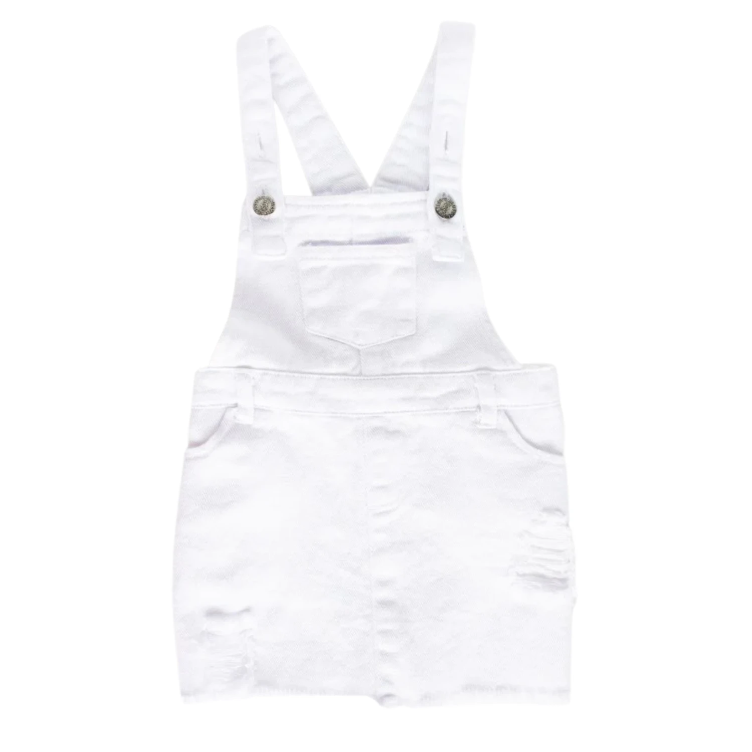 BAILEY'S BLOSSOMS INFANT/TODDLER DELILAH OVERALL SUSPENDER SKIRT WHITE DENIM 2 BAILEY'S BLOSSOMS INFANT/TODDLER DELILAH OVERALL SUSPENDER SKIRT WHITE DENIM - Image 2