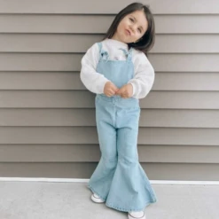 BAILEY'S BLOSSOMS INFANT/TODDLER JADEN TIE STRAP LIGHT DENIM JUMPSUIT