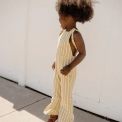 BAILEY'S BLOSSOM INFANT/TODDLER KELLYN BELL BOTTOM JUMPSUIT MUSTARD STRIPE